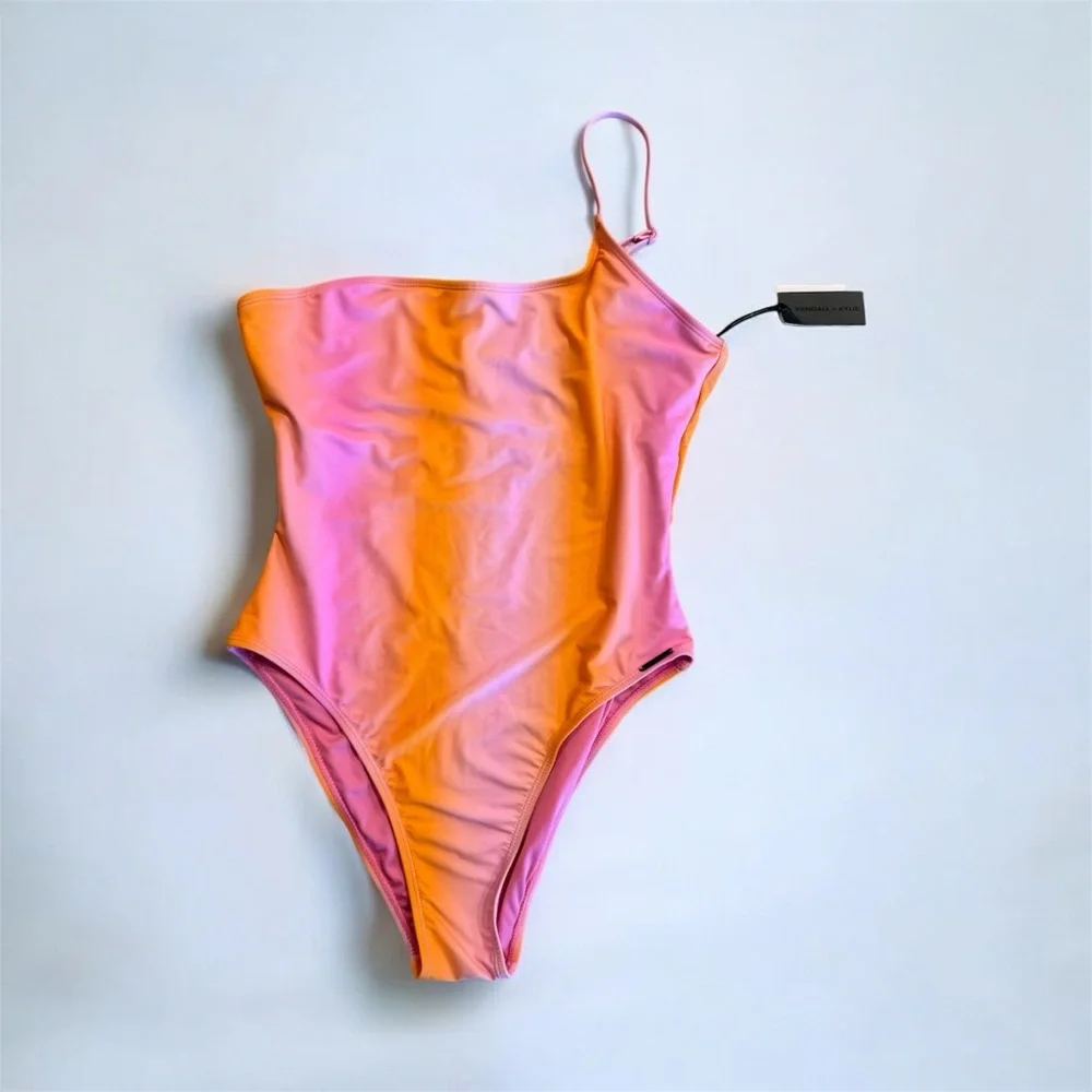 Kendall + Kylie One-Shoulder Two-Piece Swimsuit w/ Maxi Cover-Up L (NWT)